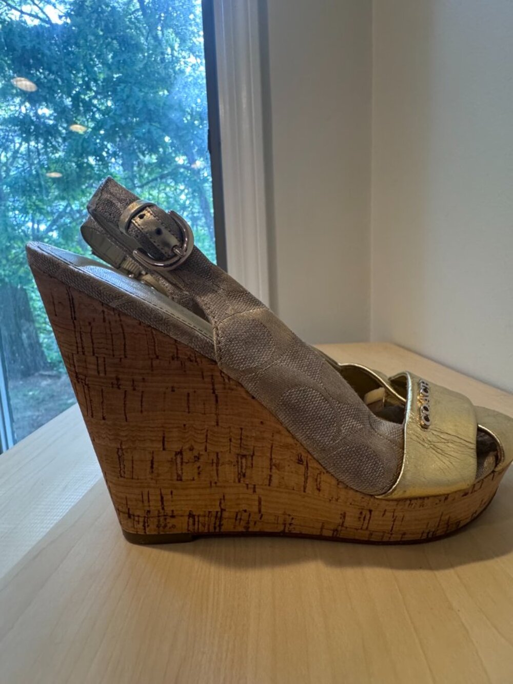 Coach Jessy Signature Cork Wedge Sandals – Gray – Women’s 7.5B 🤍🔥 - Picture 13 of 14